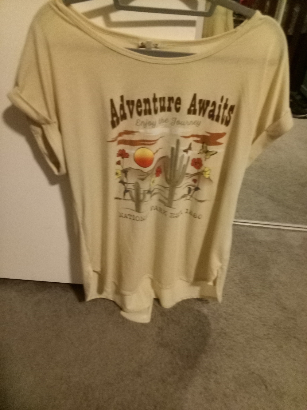 Relic Cream Graphic Top with Brown Accent